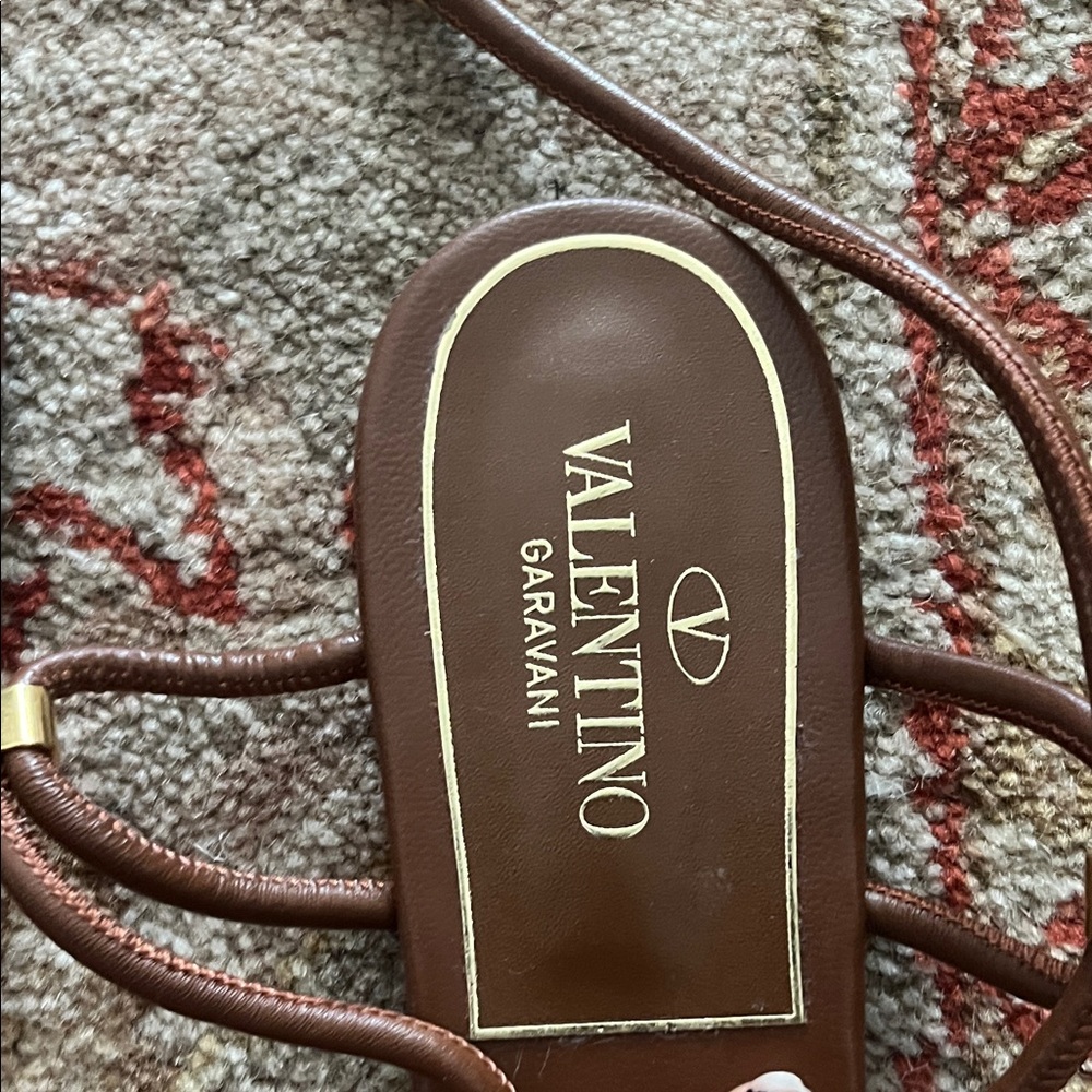 Valentino Garavani Brown Sandals with Gold Accents. (Made in Italy) - Picture 8 of 9